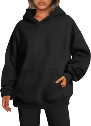 Womens Oversized Hoodie Long Sleeve Drop Shoulder Baggy Sweatshirts Lightweight Pullover Tops Fall Outfits w/Pockets