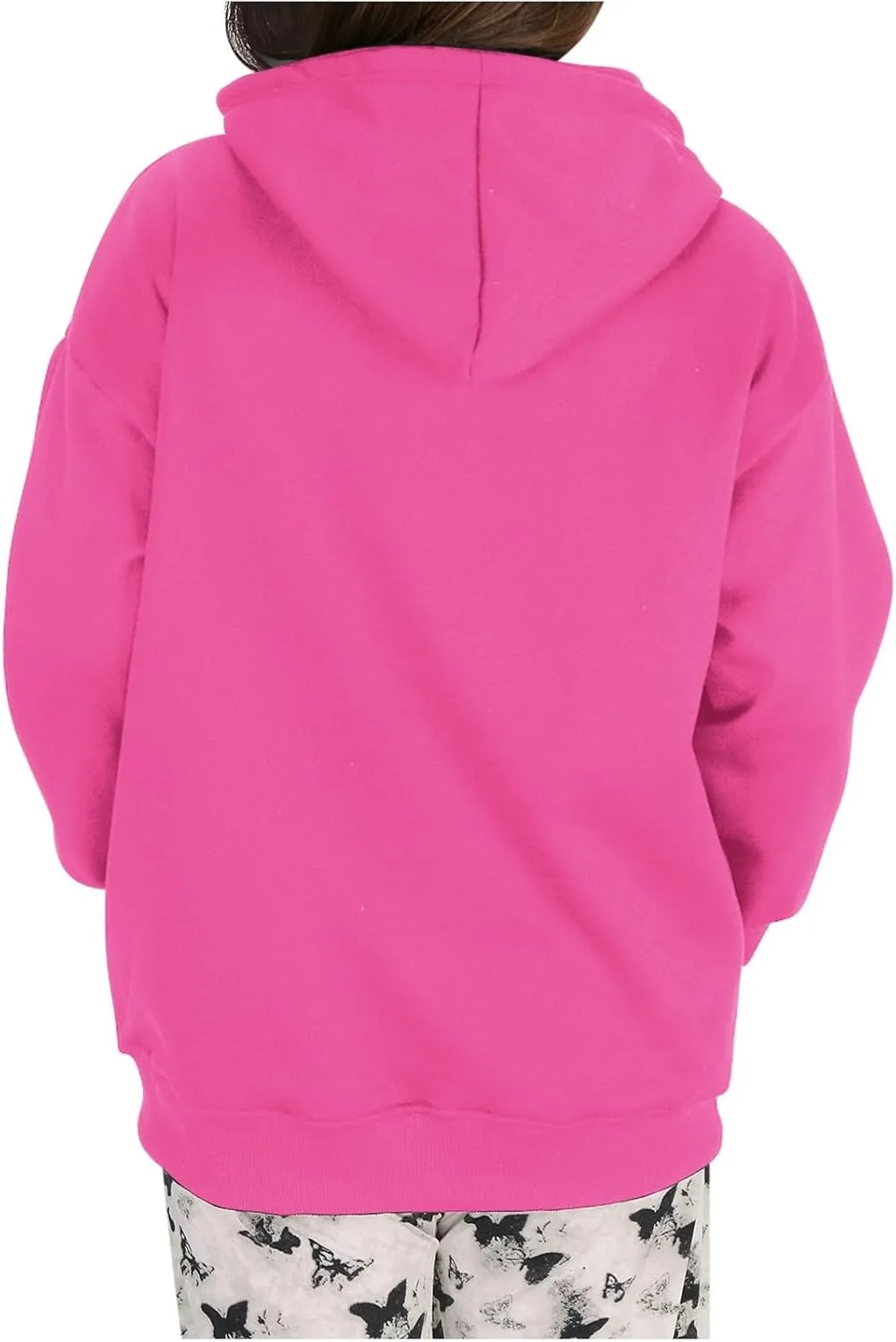 Women's Oversized Hoodies Long Sleeve Simple Solid Color Hooded Pullover Trendy Fleece Sweatshirts with Pocket