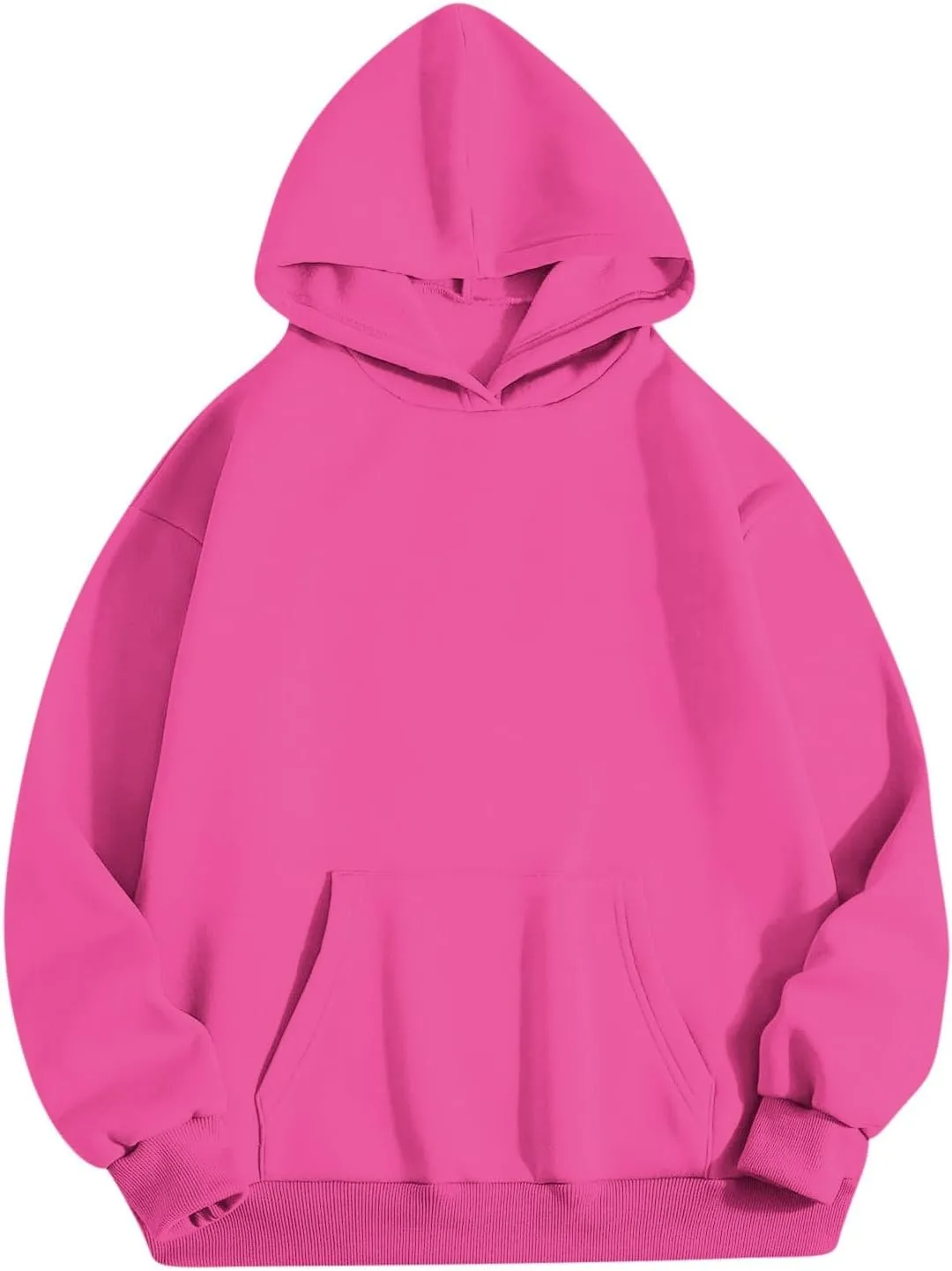 Women's Oversized Hoodies Long Sleeve Simple Solid Color Hooded Pullover Trendy Fleece Sweatshirts with Pocket