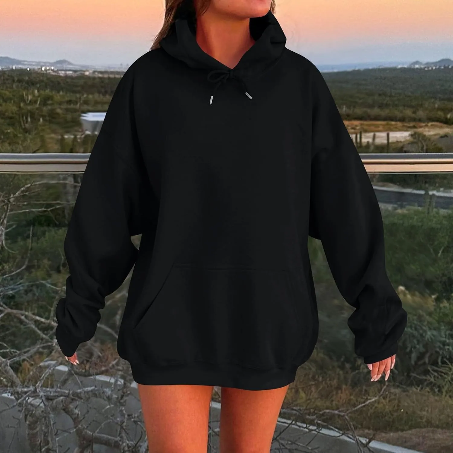 Womens Oversized Hoodies Winter Cute Sweatshirts Pullover 2024 Fashion Tops Trendy Outfits Loose Fit Solid Hoodies