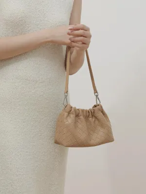 Women's Retro Genuine Leather Chain Ball Woven Shoulder Crossbody Underarm Bag Clutch Cloud Dumpling Handbag Versatile Hobo