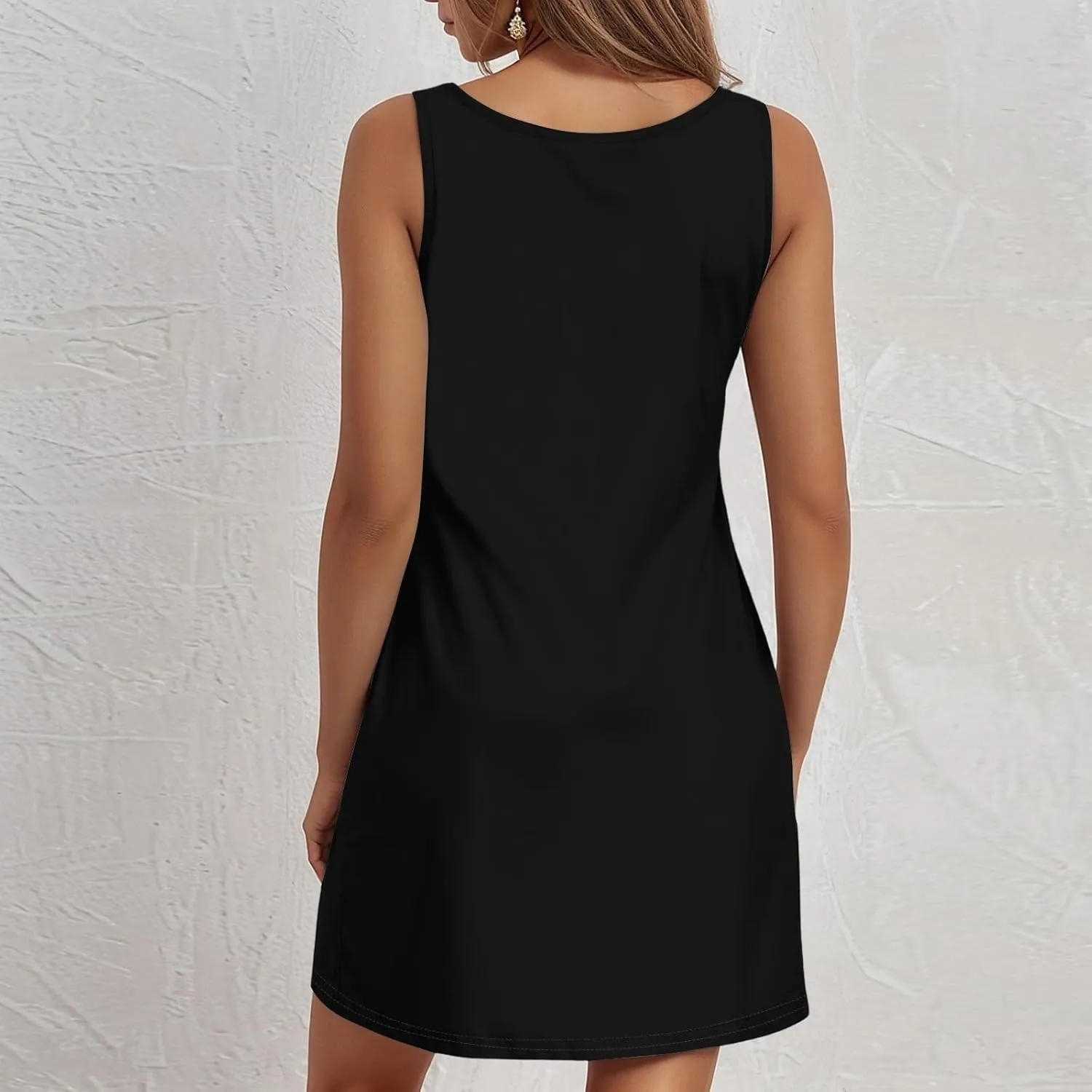 Womens Summer Dresses 2025 V Neck Sleeveless Mini Tank Dress Flowy Swing Sundresses Swimsuit Coverup with Pockets
