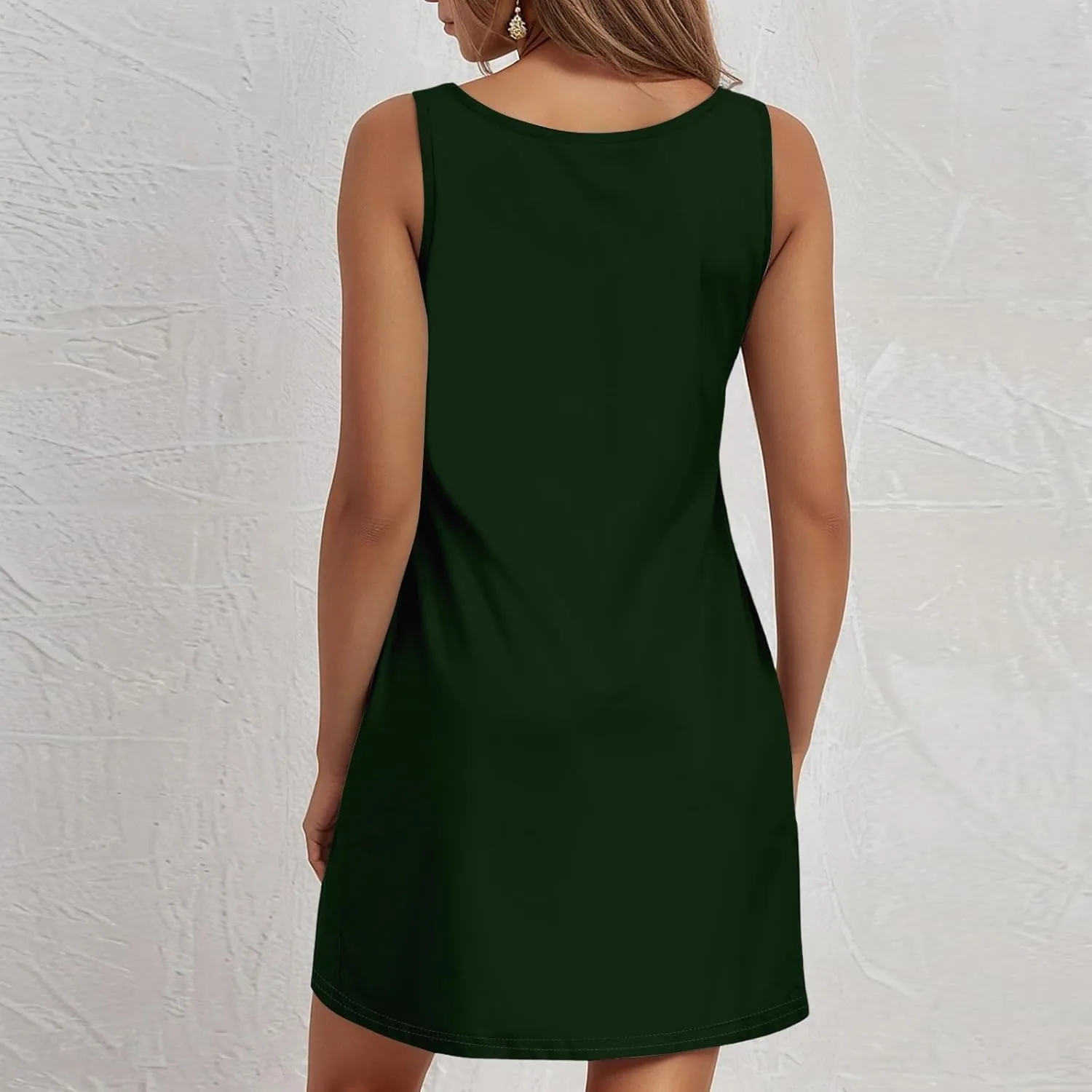 Womens Summer Dresses 2025 V Neck Sleeveless Mini Tank Dress Flowy Swing Sundresses Swimsuit Coverup with Pockets