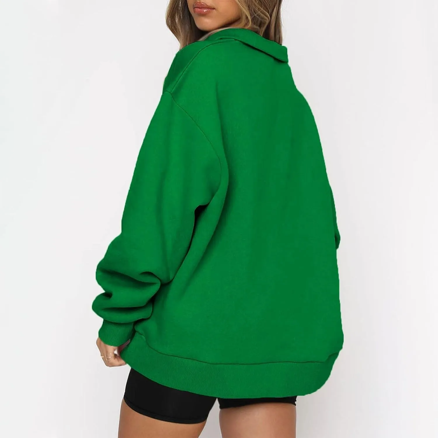 Womens Tops Long Sleeve Half Zip Sweatshirts Solid Color Lapel Pullover Casual Fashion Blouse Trendy Loose Fit Tops