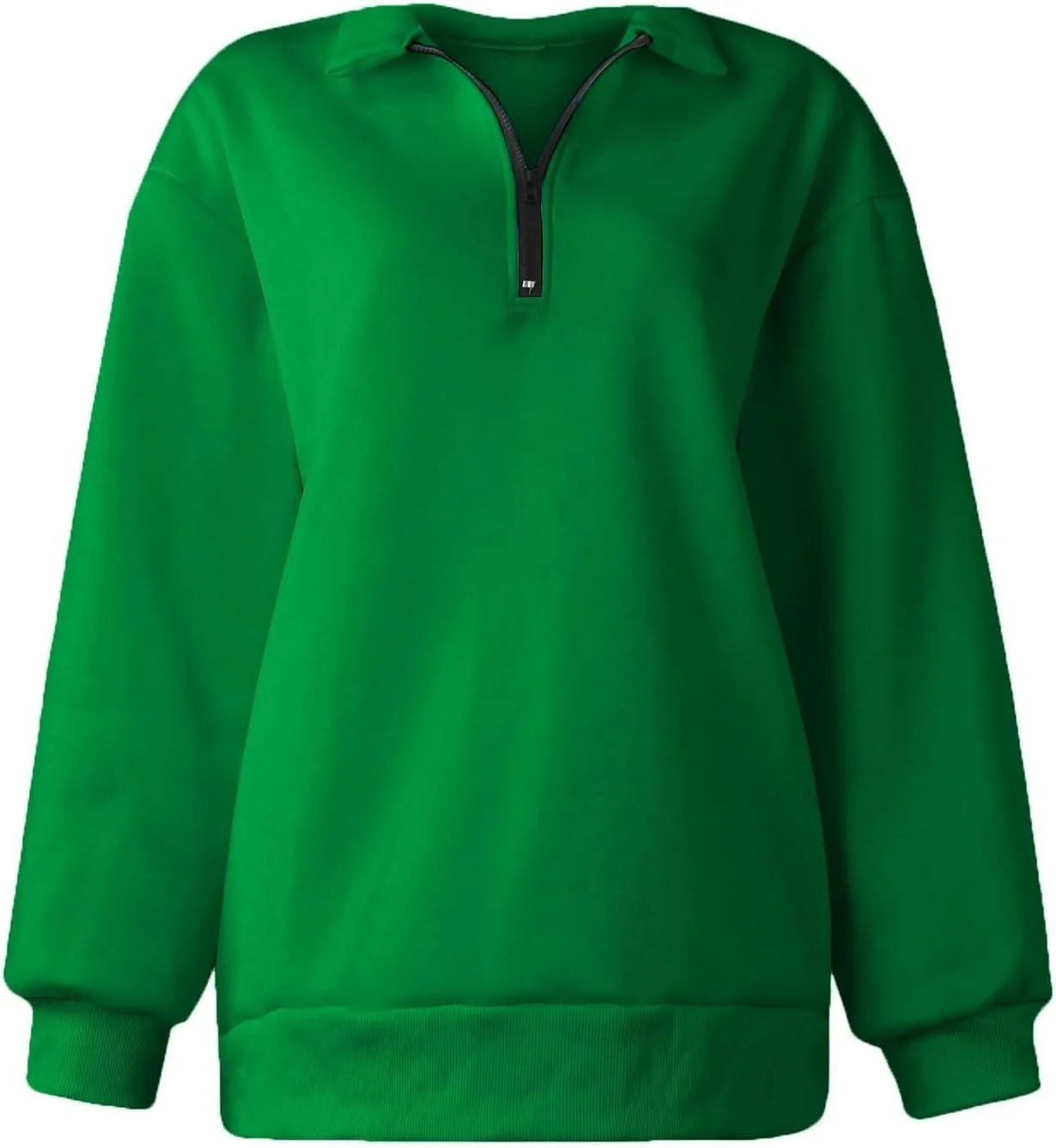 Womens Tops Long Sleeve Half Zip Sweatshirts Solid Color Lapel Pullover Casual Fashion Blouse Trendy Loose Fit Tops