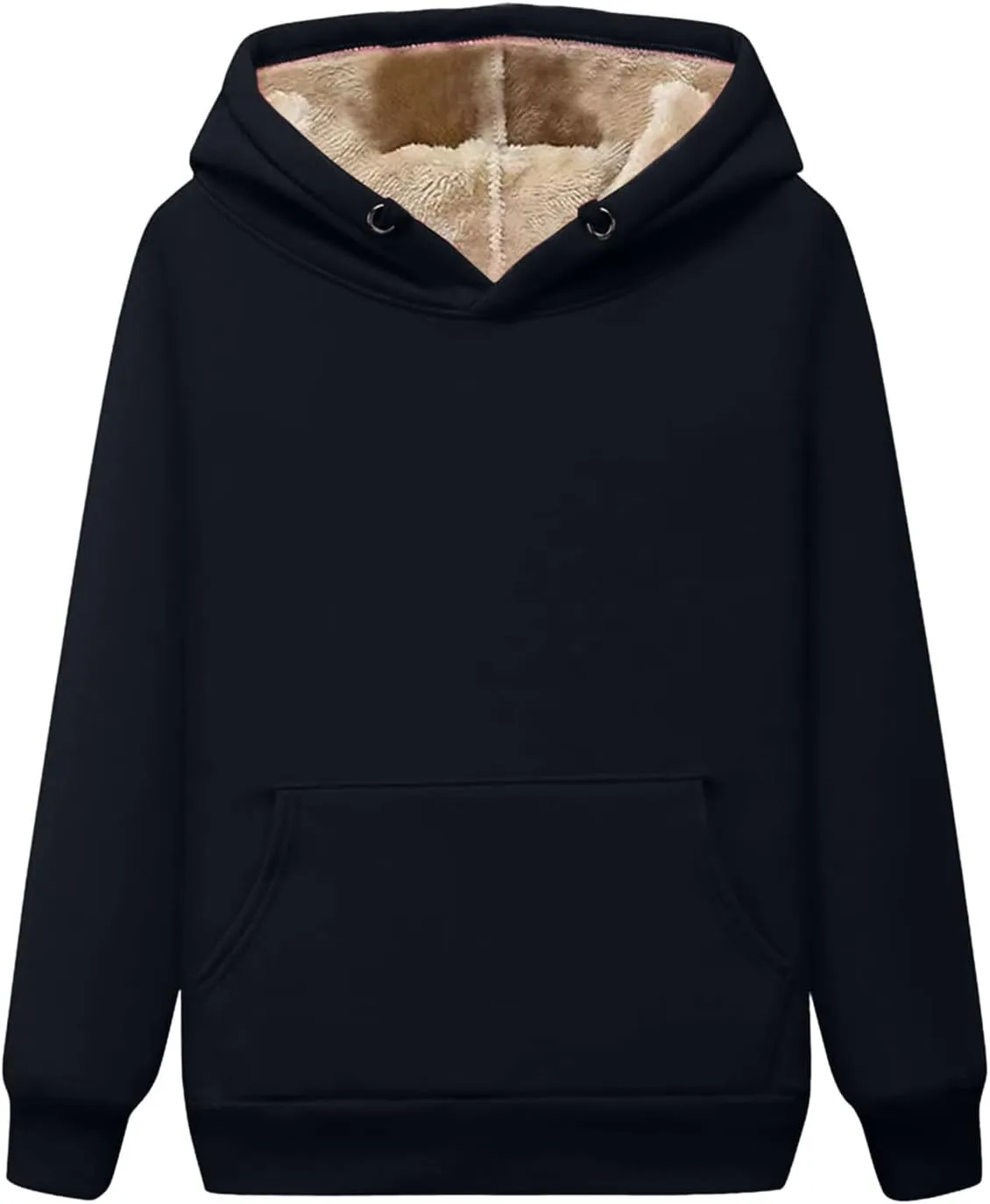 Womens Winter Warm Fleece Sherpa Lined Casual Drawstring Cotton Hooded Sweatshirts Thick Pullover with Pocket