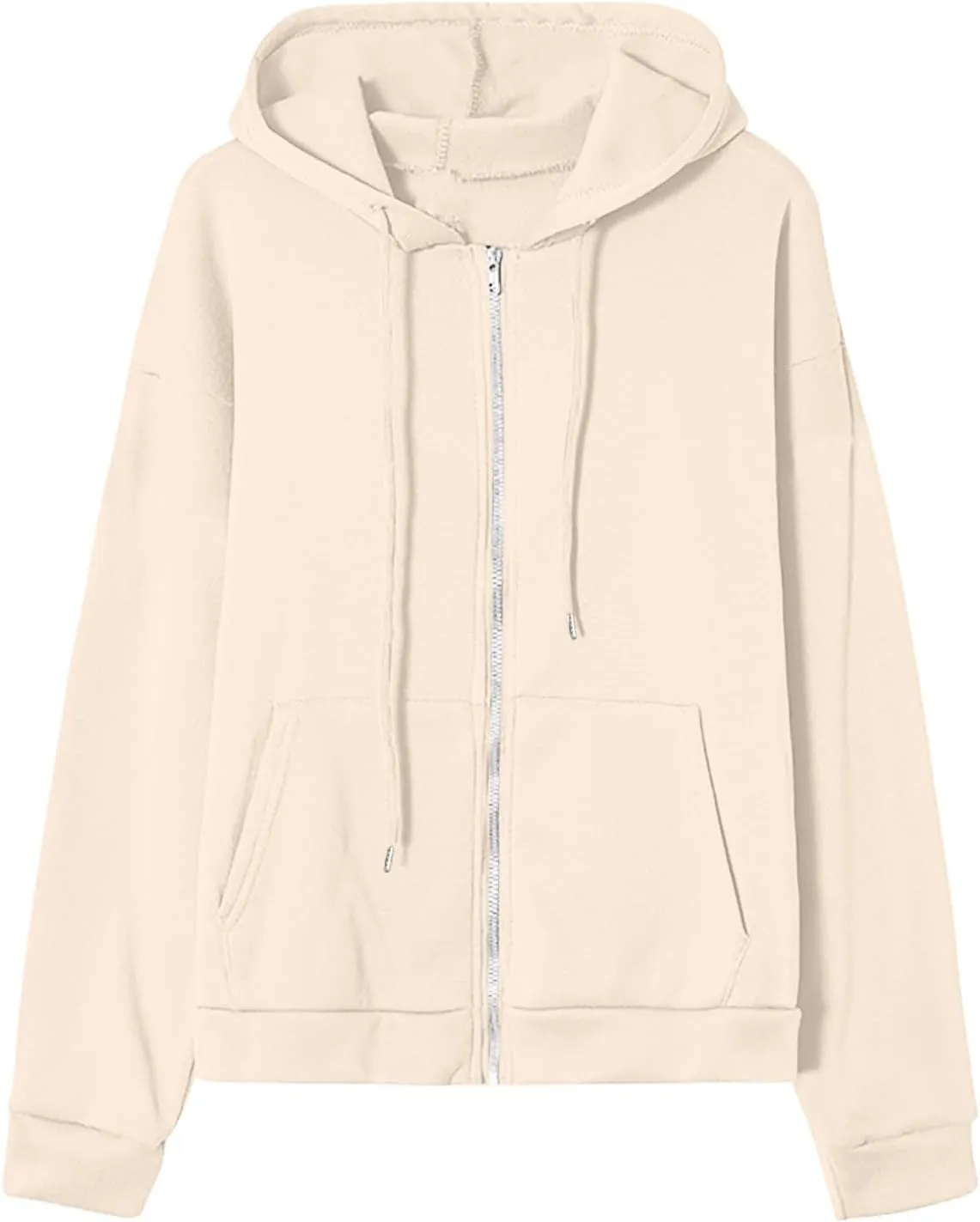Women's Zip Up Fleece Sweatshirt Long Sleeve Fashion Pullover Hoodies Y2K Jacket with Pockets 2024 Fall Clothes