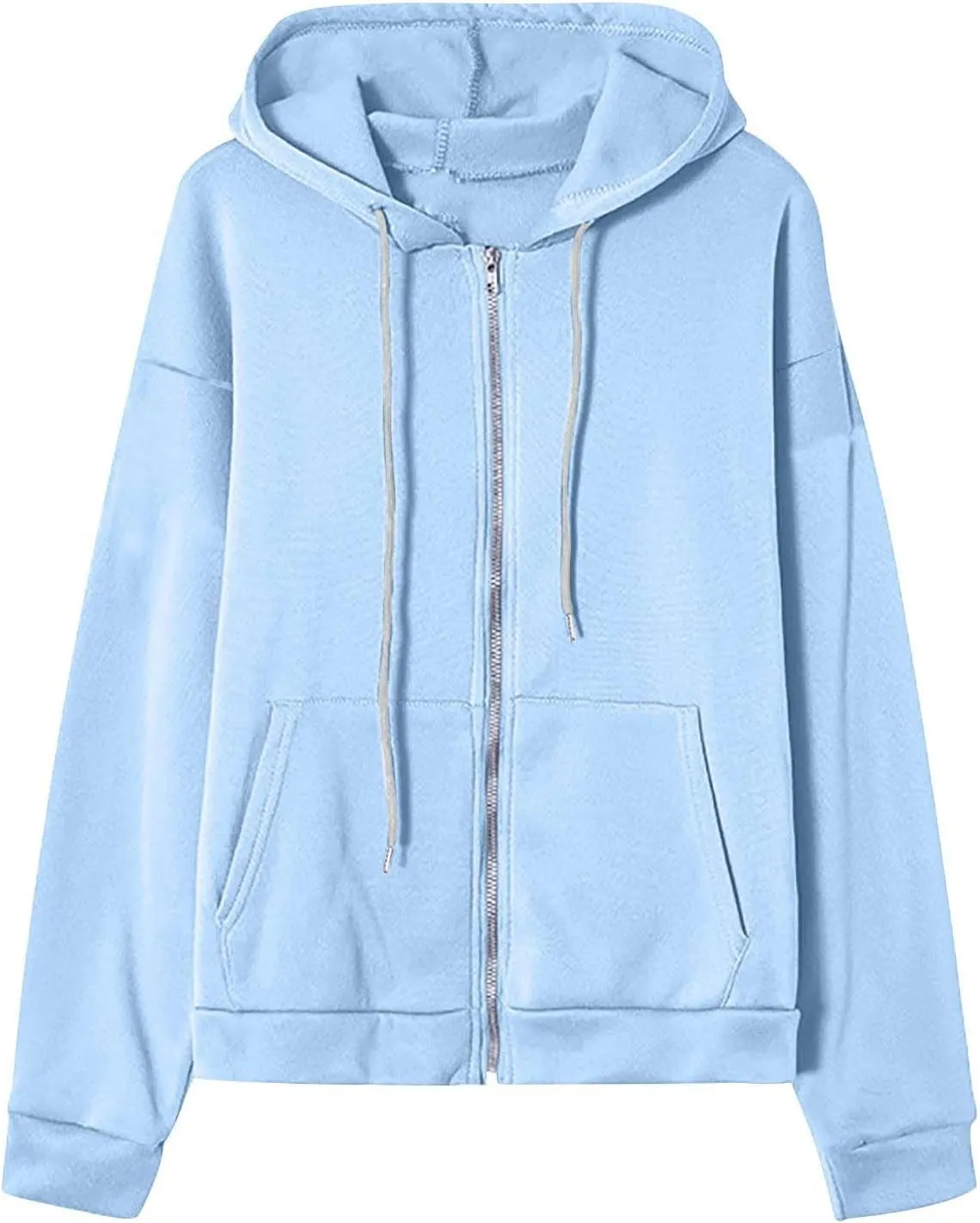 Womens Zip Up y2k Hoodies Fall Fashion Oversized Long Sleeve Hooded Sweatshirt Casual Lightweight Jacket With Pockets