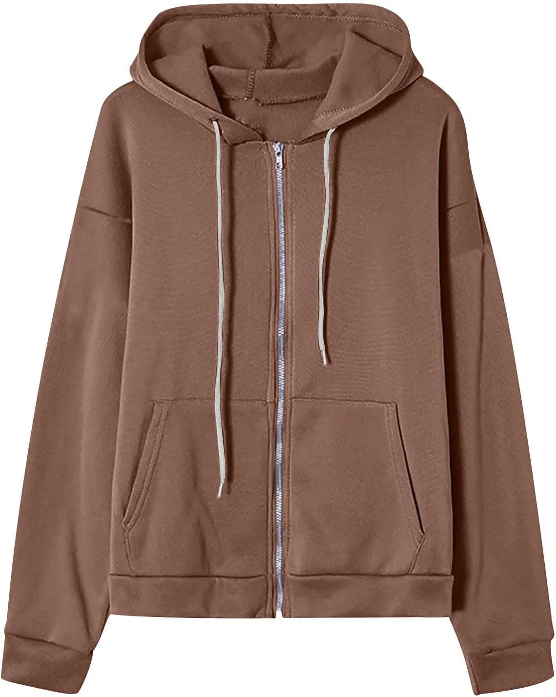 Womens Zip Up y2k Hoodies Fall Fashion Oversized Long Sleeve Hooded Sweatshirt Casual Lightweight Jacket With Pockets