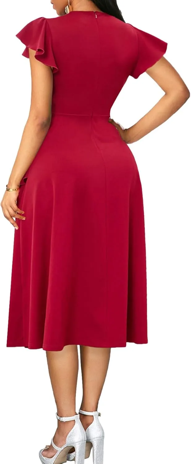 Xinlees Womens Casual Formal Fit and Flare Church Wedding Guest Work Dresses