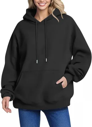 YUTANRAL Hoodies for Women Trendy Solid Color Long Sleeve Tops Womens Fashion Oversized Sweatshirt Pullover With Pocket